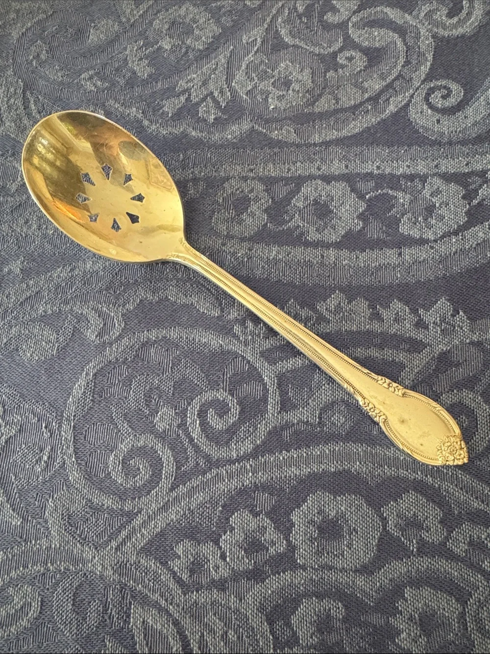 Silver plated vintage Serving Spoon Slotted berry or olive Spoon